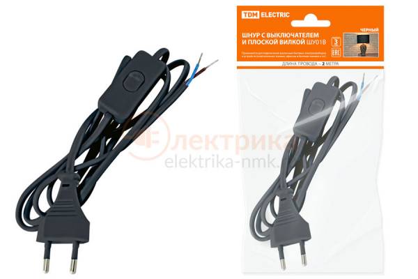 шнур д/бра с выкл. 1,7м черн.