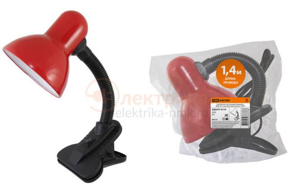 светильник -прищ. Е27 40Вт красный ТДМ