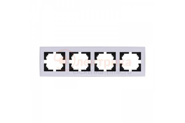 рамка 4-я гориз. бел/хром RAIN LEZARD