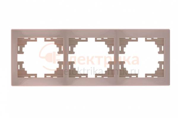 рамка 3 гориз. крем с бок. вставкой RAIN Lezard