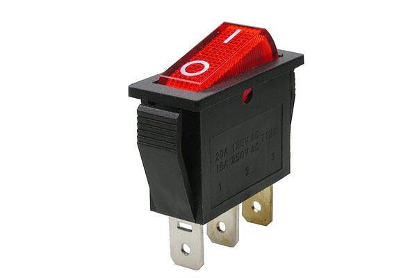 выключатель 250V 15А (3с) ON-OFF красн. с подсветкой