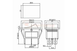 выключатель 250V 15А (6с) ON-ON желтый с подсветкой