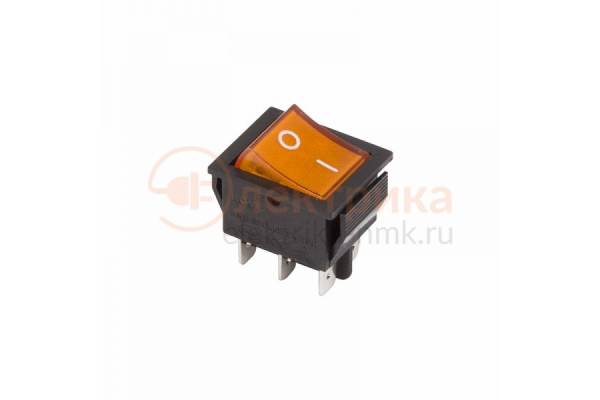 выключатель 250V 15А (6с) ON-ON желтый с подсветкой