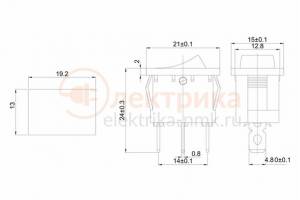 выключатель 12V 6А (3с) ON-OFF красный с подсветкой Mini