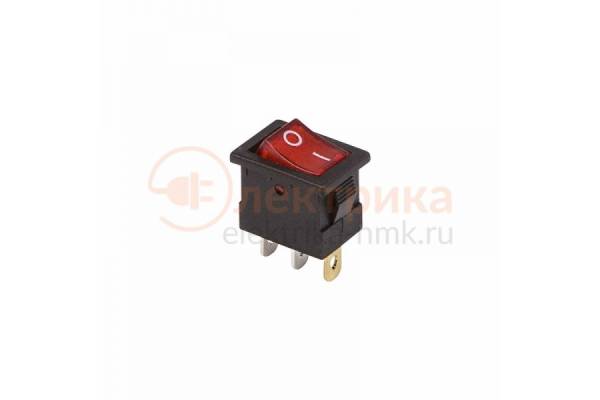 выключатель 12V 6А (3с) ON-OFF красный с подсветкой Mini