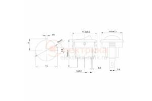 выключатель 250V 3А (3с) ON-OFF круглый зеленый  с подсветкой Micro