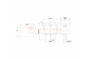 выключатель 250V 6А (3с) ON-OFF красный с подсветкой Mini