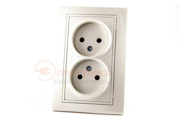 розетка 2 б/з крем 16А 01-0303-128 Lezard