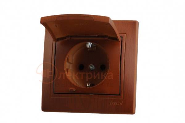 розетка с/з крышк. 16А 01-0801-123 сосна Lezard