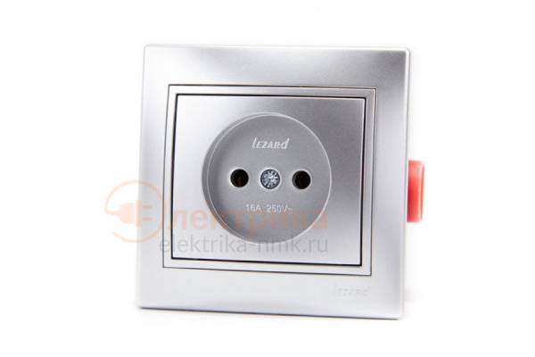 LEZARD розетка б/з 16А серебро  01-1010-121