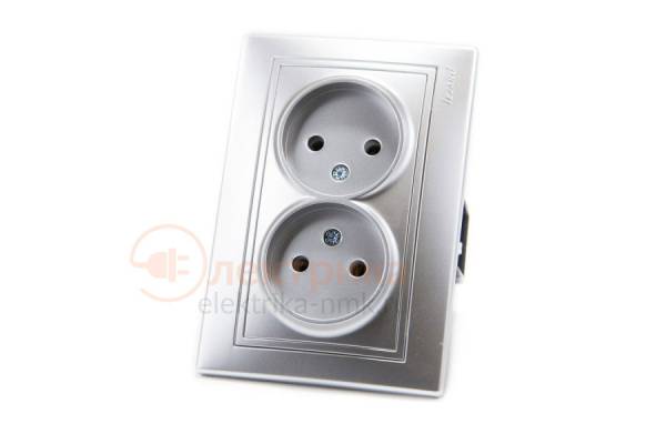 LEZARD розетка 2 б/з 16А серебро  01-1010-128