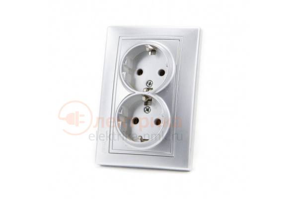 LEZARD розетка 2 с/з 16А серебро  01-1010-127