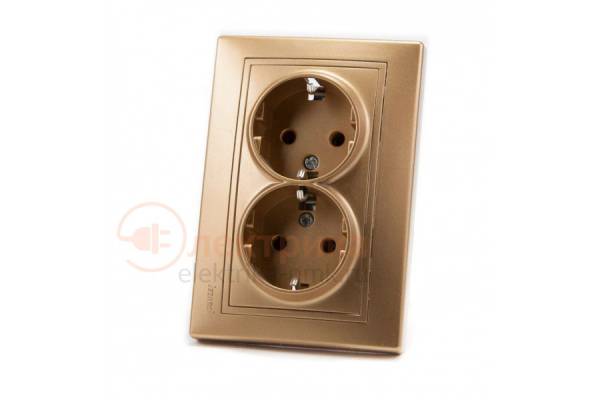 LEZARD розетка  2 с/з 16А золото 01-1313-127