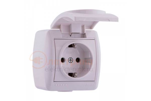розетка с/з 16А с крыш. герм. бел. 10-0200-123