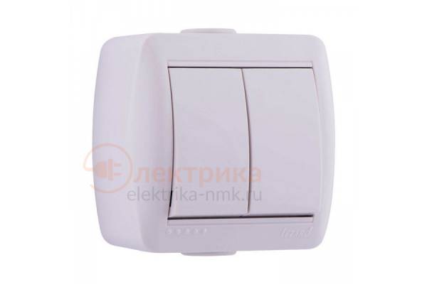 выключатель 2 б/п герм. бел. Lezard