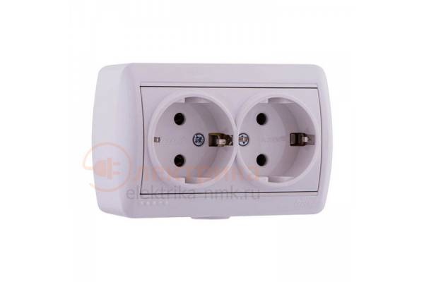 розетка 2 с/з 16А герм. бел. Lezard