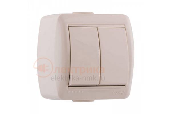 выключатель 2 б/п герм. крем 10-0300-101 Lezard