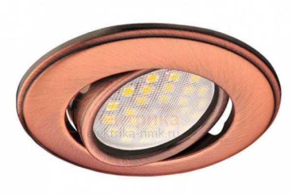 ECOLA DH09 MR16 светильник медь плоский