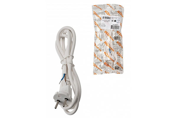 шнур сетевой с вилкой ПВС 2х0,75мм 3м белый TDM