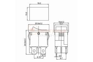 выключатель 250V 6А (4с) ON-OFF красный с подсветкой Mini