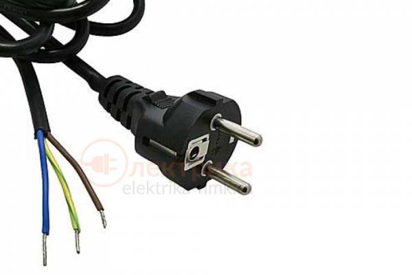шнур сетевой 3х0,75 с вилкой черн,1м
