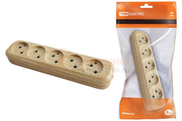 колодка 5гн. б/з 10А сосна TDM