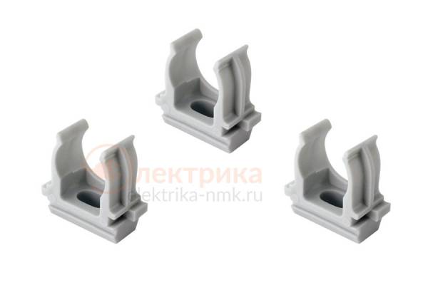 держатель-клипса d=25мм(100ШТ)серая IEK
