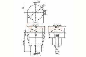 выключатель 250V 6А (3с) ON-OFF круглый зеленый с подсветкой