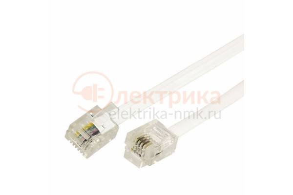 шнур телеф.  2,0м бел. евро