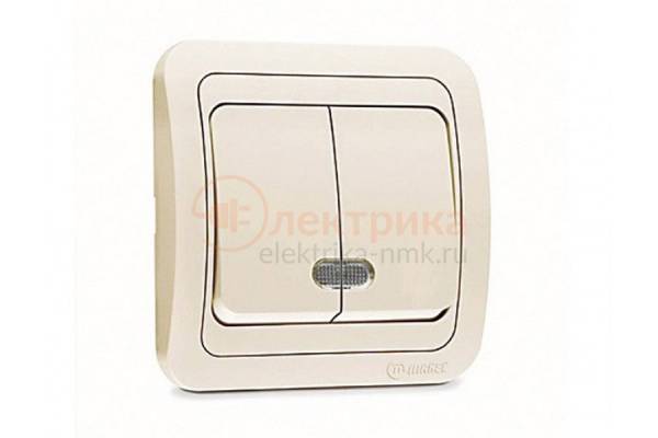выключатель 2 индик крем Mimoza МАКЕL