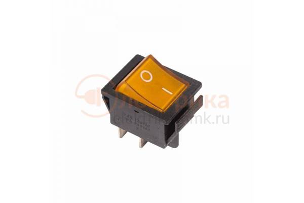 выключатель 250V 16А (4с) ON-OFF желтый с подсветкой