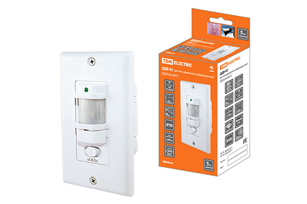 датчик движения TDM  ДДВ-02 внутр. 9м 1,2кВт 140гр IP20