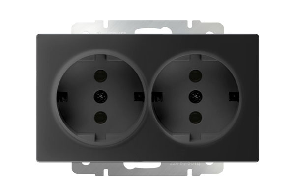 Werkel черн. матов. розетка 2 с/з16А