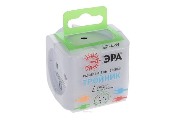 четверник б/з 16А IP20 SP-4-W бел. Эра