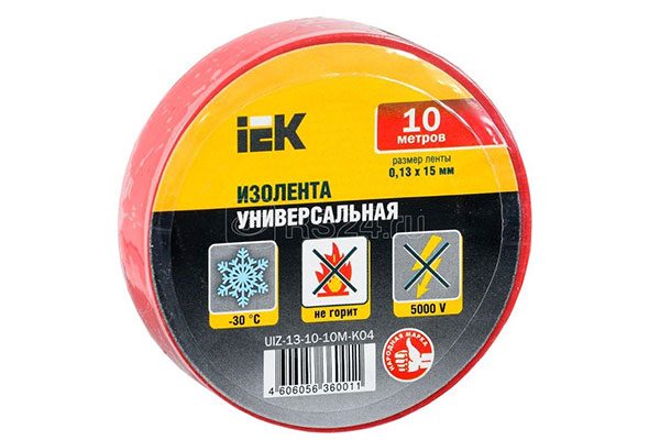 изолента ПВХ 0,13х15мм 10м красная ИЕК