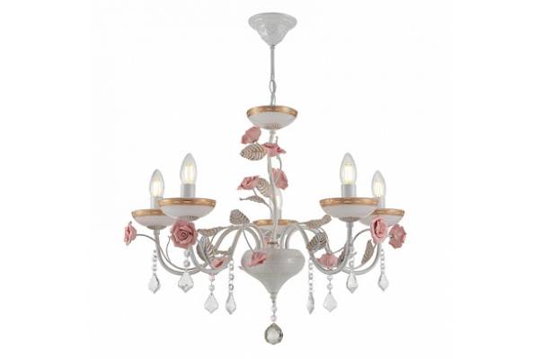 люстра DL-1030/5 WG белый/золото 5х60W E14