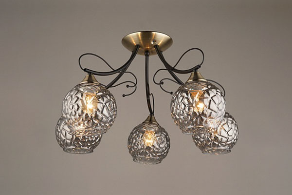 люстра C1218/5 BK+AB черный/бронза 5x60W E27