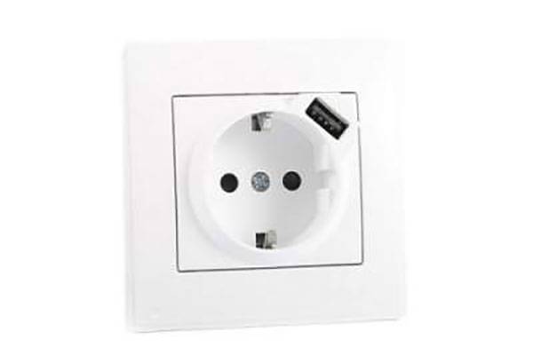 розетка 1 с/з+USB бел. 16А 701-0202-181 Lezard