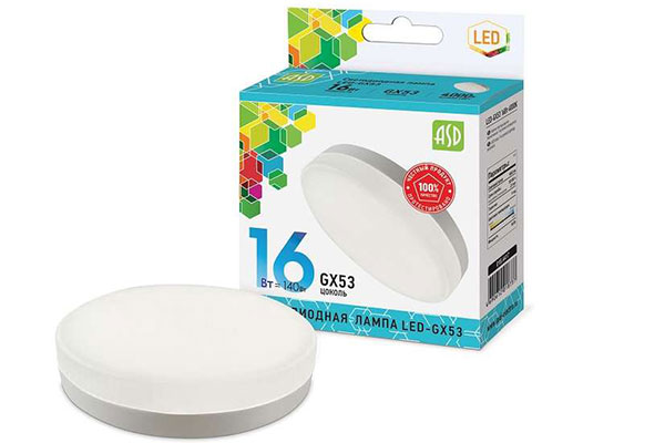 лампа диодная GX53 16Вт 4000к ASD
