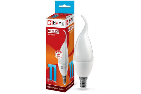 лампа диодная F37 11W Е14 3000к IN HOME