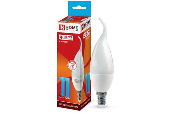 лампа диодная F37  8W Е14 4000к IN HOME