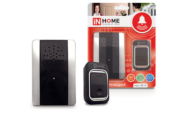 звонок беспр.ЗБ-10 38 мел. IP44 сер./чер. IN HOME