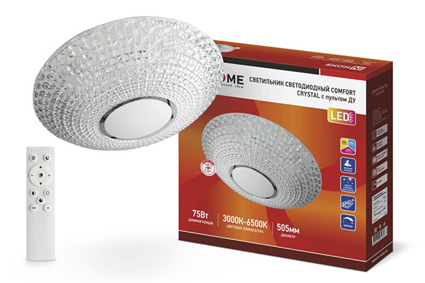светильник 75Вт COMFORT CRYSTAL пульт 3К-6К IN HOME