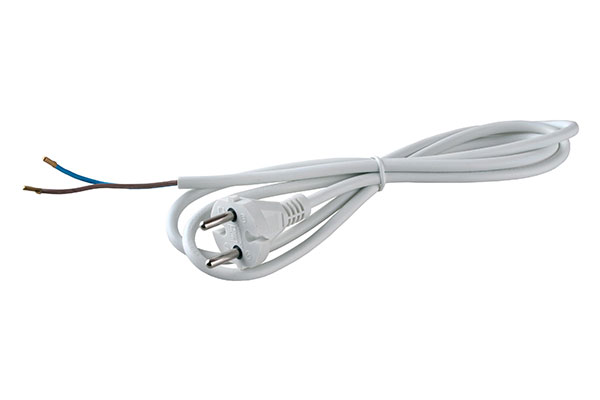 шнур с вилкой 2х0,75  2м белый