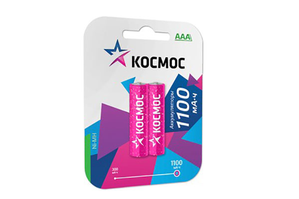 ААА(R03) 1,2V 1100mA аккумулятор Космос