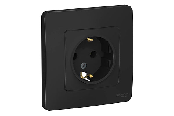 розетка 1-м с/з СП Blanca 16А антрацит SchE