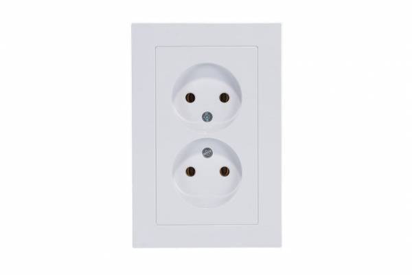 розетка 2-м СП AtlasDesign 16А IP20 б/з в сборе бел.