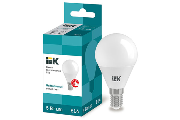 лампа диодная G45  5Вт E14 4000к IEK