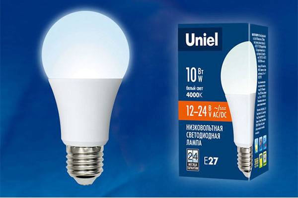 лампа диодная  A60 12-24V 10W E27 4000 Uniel