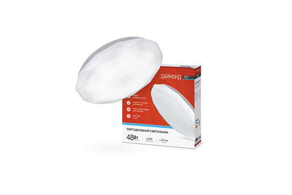 светильник 48w 6500K 377х73мм ДАЙМОНД IN HOME